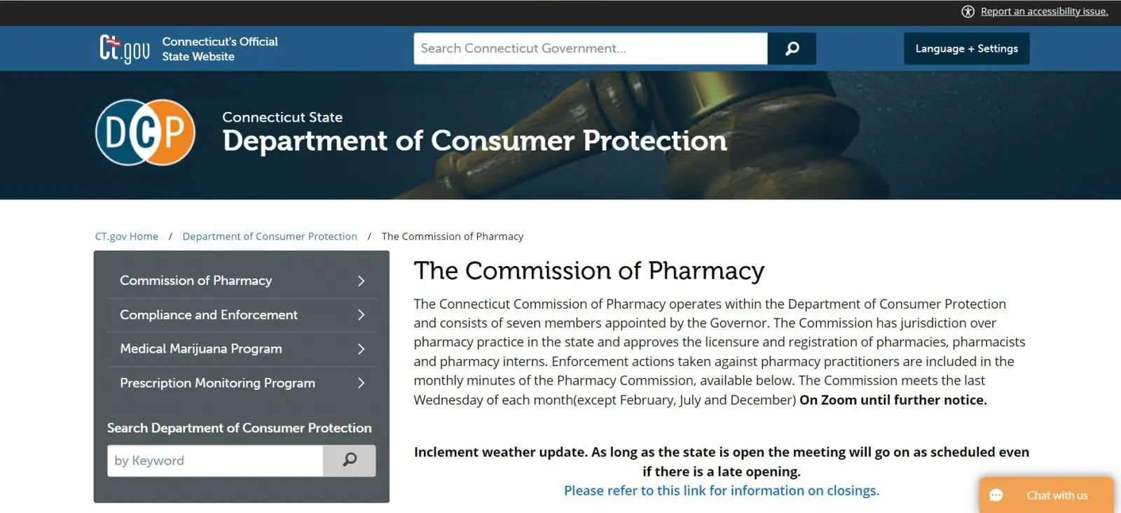 Connecticut Board of Pharmacy website