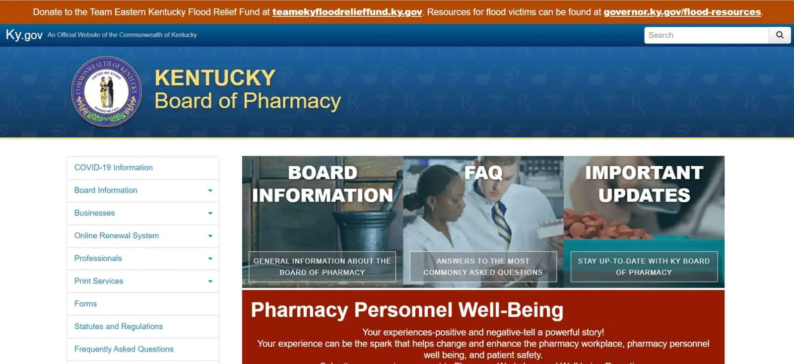 Kentucky Board of Pharmacy website