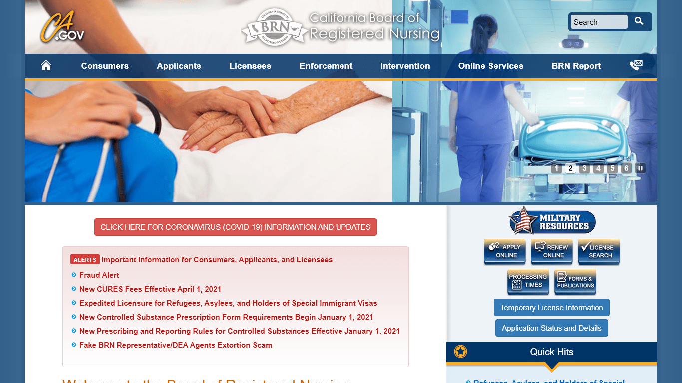 California Board of Nursing Licensing and Renewal Information