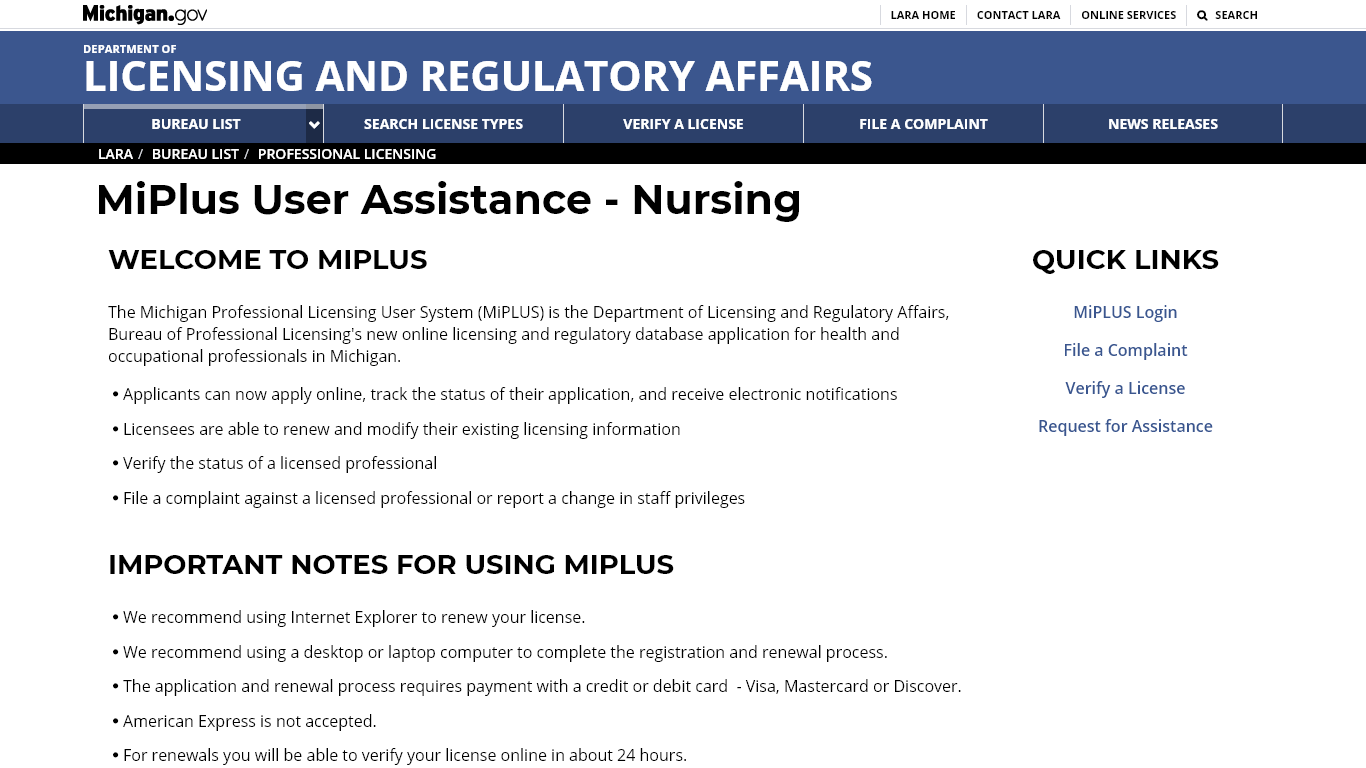 Michigan Board of Nursing Licensing Renewal Requirements for MI