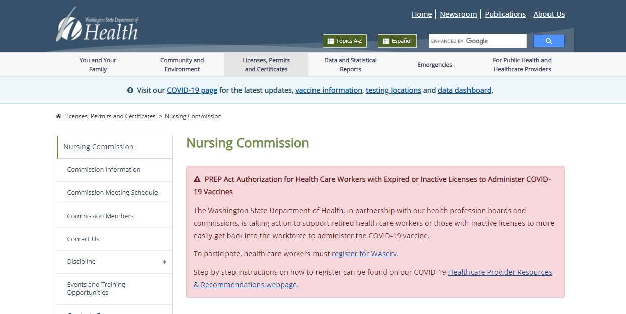 Washington Board of Nursing License Lookup and Renewal Heartbeat.ai