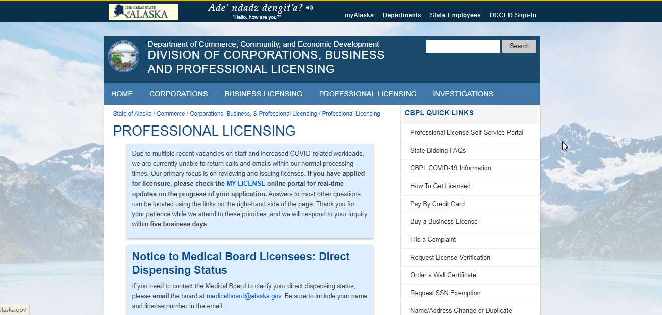 state of alaska business license: renewal