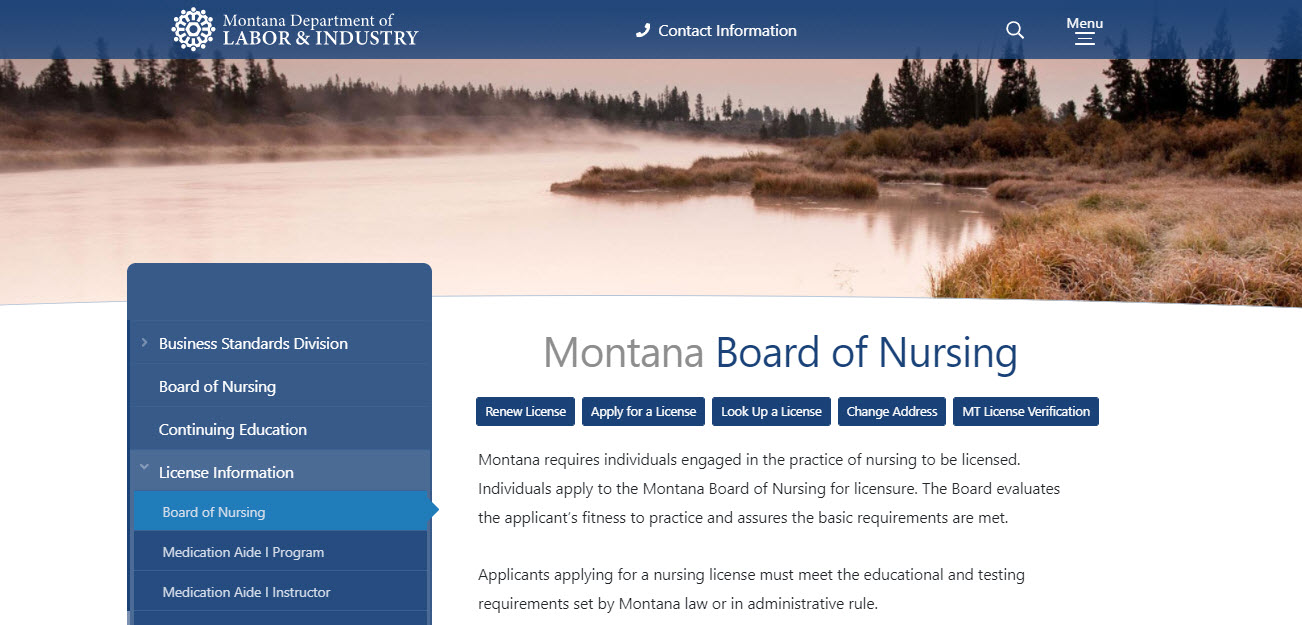 Licensing requirements for the Montana Board of Nursing.