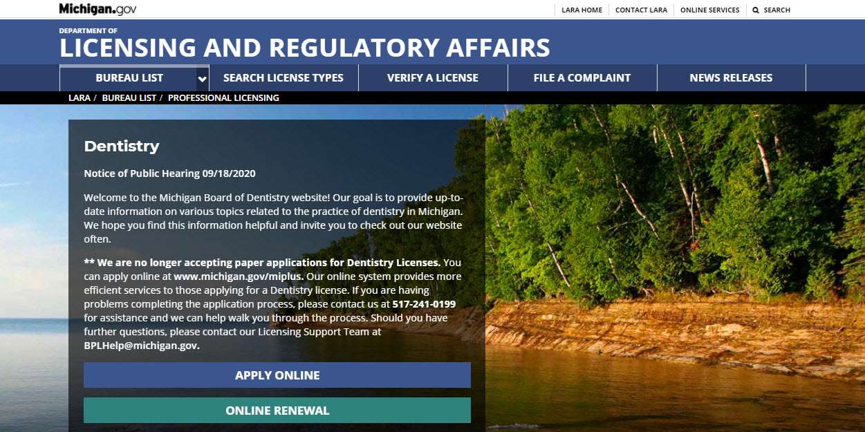 Michigan Board of Dentistry Quick Guide to Licensing