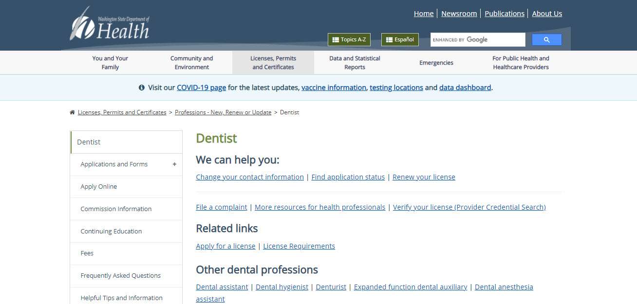 Washington Board of Dentistry License Simple Licensing Guide