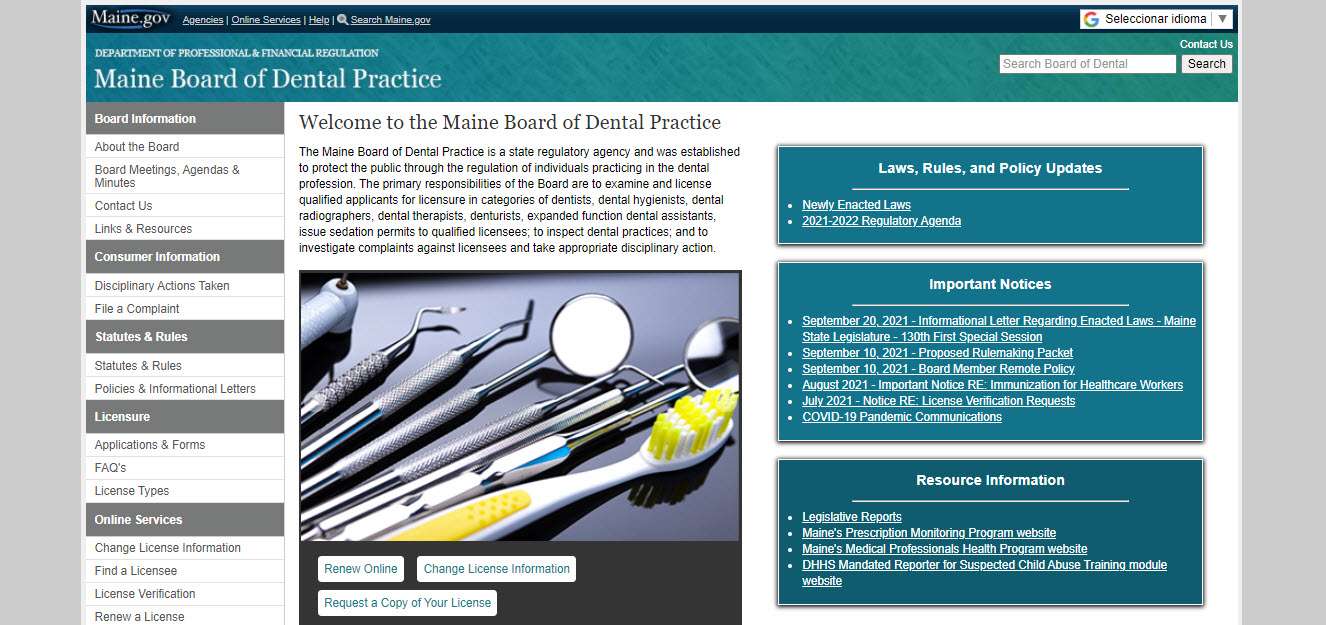 Maine Board of Dentistry Simplified Licensing Procedures
