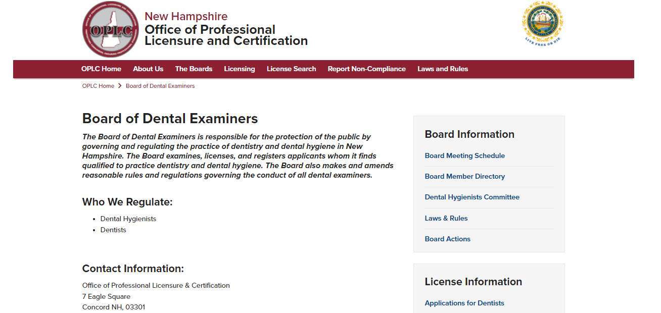 New Hampshire Board of Dental Assistants Simple guide to Licensing