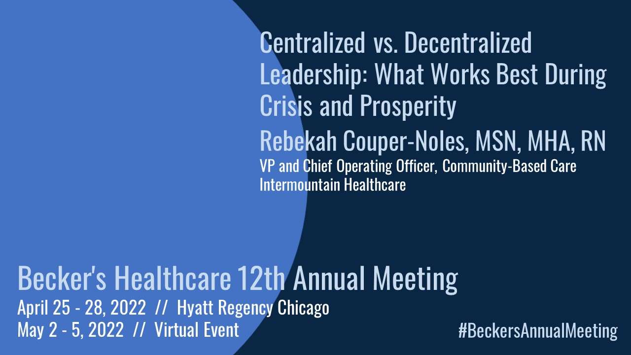 Rebekah CouperNoles, MSN, MHA, RN, Vice President and Chief Operating