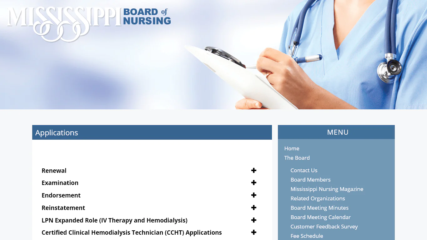 Licensing requirements for the Mississippi Board of Nursing.