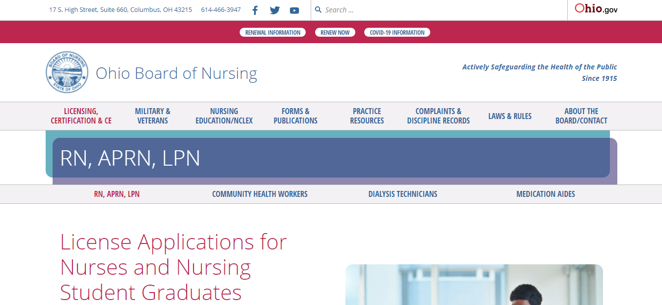 Licensing requirements for the Ohio Board of Nursing.