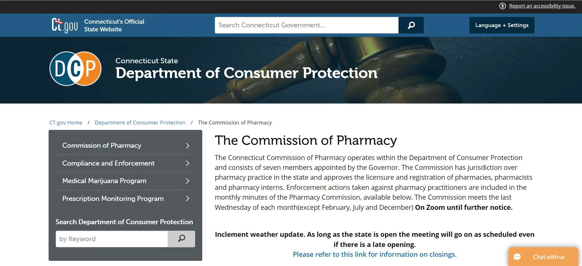 Connecticut Board of Pharmacy website